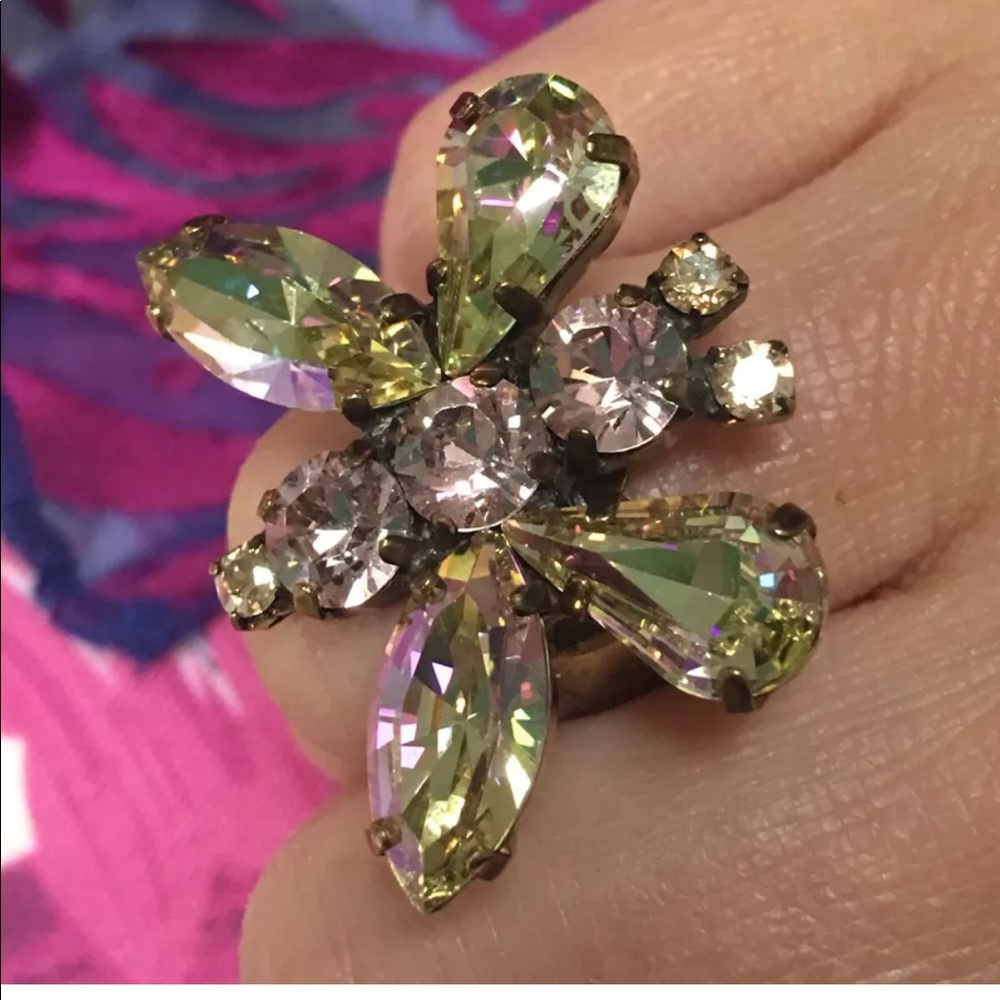 Anthropologie Art Wear DIMITRIADIS Ring Swarovski Butterfly Eleni Dimitriadi